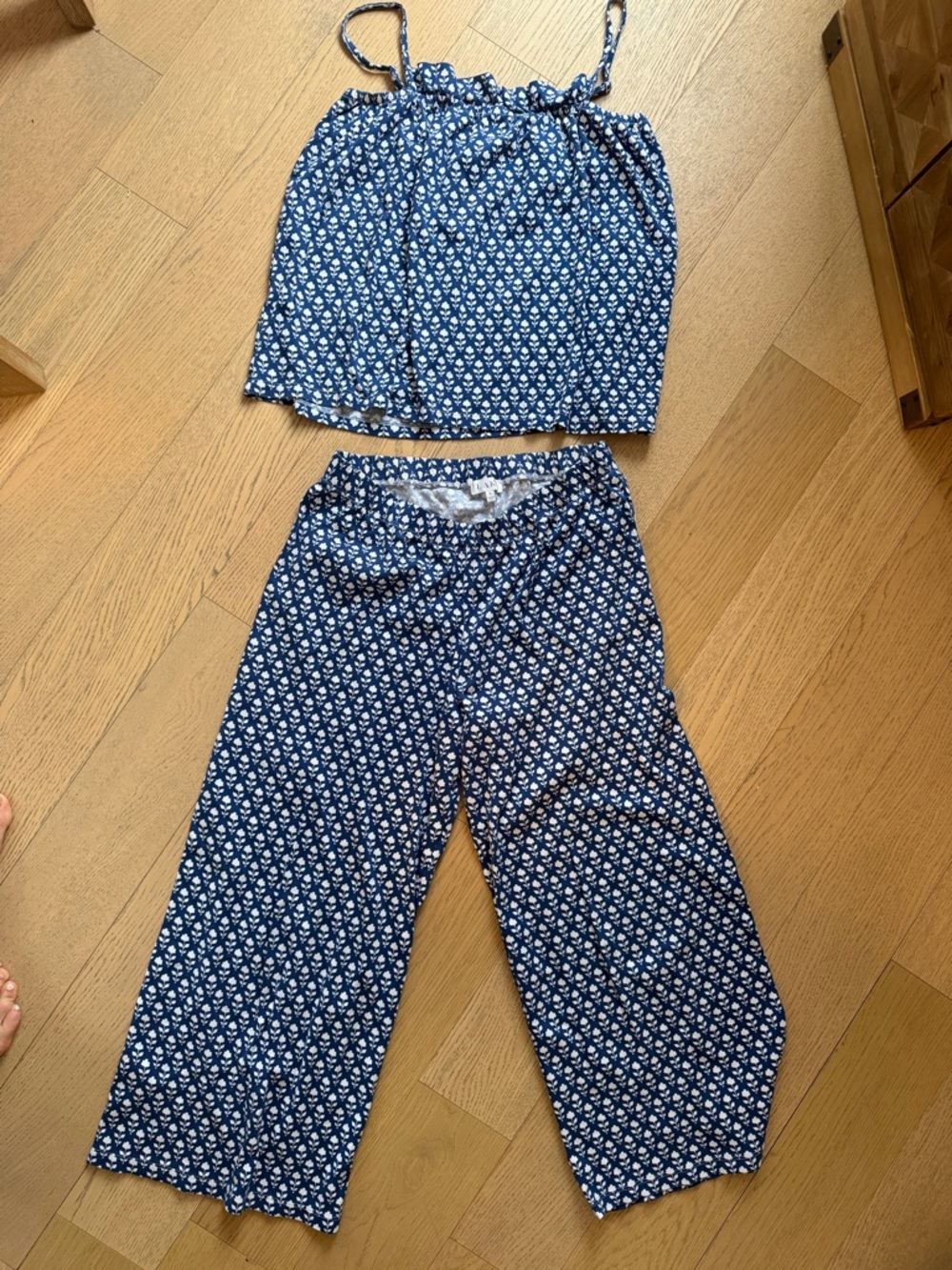 Blue Printed Two-Piece Pajama Set - Women